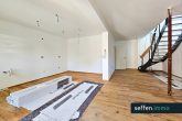 Neubaucharakter: EG-Maisonette-Wohnung mit Dachterrasse und Parkplatz in Köln-Niehl - Küche und Wohnbereich