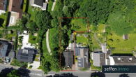 Filet-Grundstück am Park: Unverbaubares Grundstück im Grünen mit XL-Garten! - Luftaufnahme Grundstück