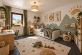 Charmantes Fachwerkhaus mit besonderem Wohnflair, Galerie und Innenhof in Köln-Meschenich - KI generiertes Beispielbild - Kinderzimmer