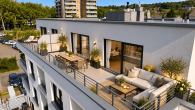 Moderne Penthousewohnung mit Dachterrasse, Tiefgarage und Effizienzklasse A+ in Leichlingen - KI-generiertes Beispielbild Dachterrasse