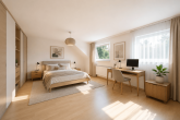 Einfamilienhaus (DHH) mit viel Potenzial und Traumgarten in familienfreundlicher Lage von Königsdorf - Schlafzimmer KI-Beispiel