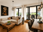 Exklusive Penthousewohnung mit Süd-Dachterrasse & Tiefgaragenstellplatz in Köln-Junkersdorf - Wohnbereich mit Zugang zur Dachterrasse